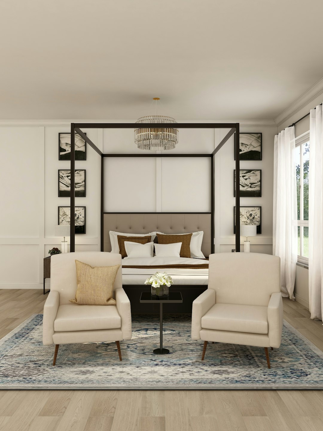 Elegant media console with television and decor